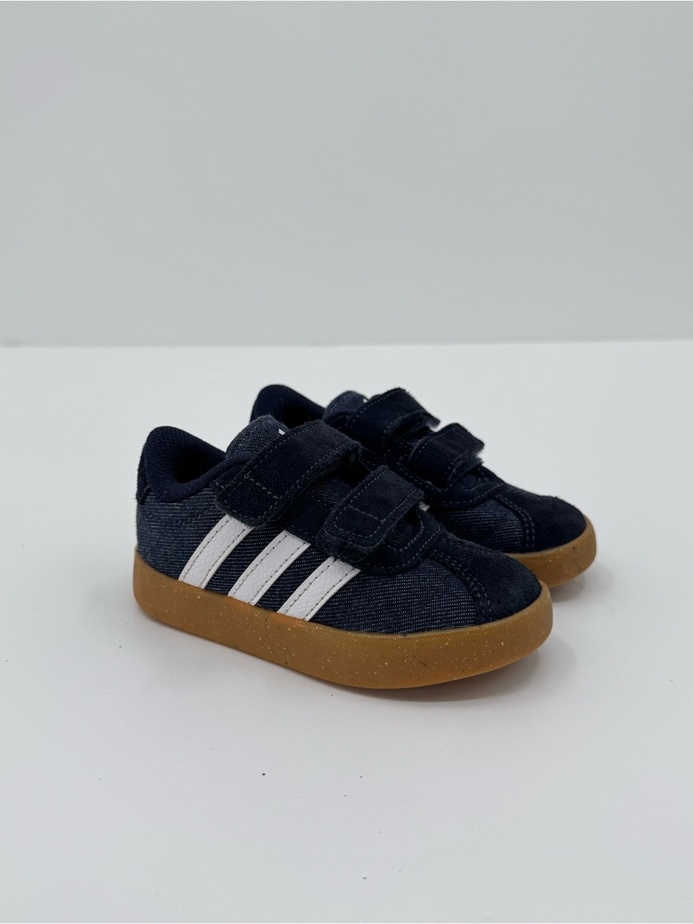 Adidas Kids Shoes Size 6.5K Navy Blue White Gum Sole Velcro Sneakers